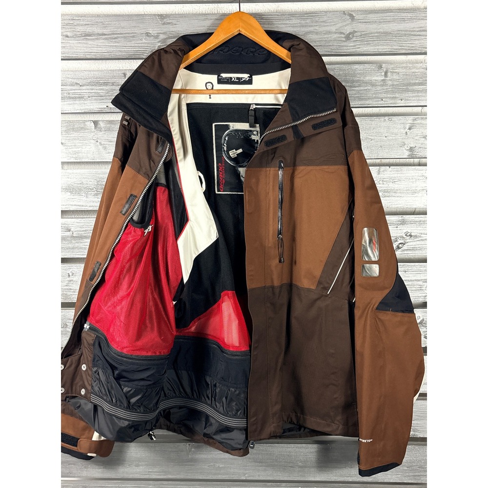 Orage Riders Edge Mens XL Ski Jacket Brown Black Colorblock Stretch Technical
